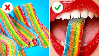 수업 시간에 사탕을 몰래 먹는 멋진 방법 || 재미있는 음식 상황! 100가지 음식 레이어 123 GO Like!