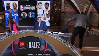 Kendrick Perkins gives visual representation of what 'Luka does to the Clippers' 🤣 | NBA Countdown