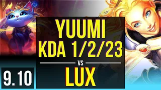 YUUMI & Leo Ezreal vs LUX & Lucian (SUPPORT) | KDA 1/2/23 | Korea Challenger | v9.10