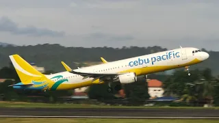 Cebu Pacific A321 taking off at Davao International Airport