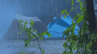 Instant Fall Asleep in 3 Minutes | Torrential Rain & Mighty Thunder Sounds on Camping Tent in Forest