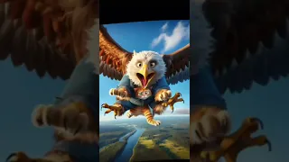 Eagle attack on ai  cute cat and kitten😭|Cute kitten and cat run away from Eagle #cat #cute  #shorts