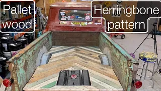 Pallet wood herringbone pattern in my truck bed floor? Looks great! Part two of two.