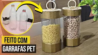 IDEIAS FÁCEIS PARA DECORAR COM GARRAFAS PET | Potes Organizadores Para Cozinha| RECICLAGEM