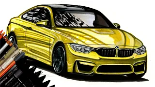 Realistic Car Drawing  - BMW F82 M4 - Time Lapse - Drawing Ideas