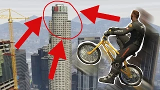 КАК ПОПАСТЬ НА САМОЕ ВЫСОКОЕ ЗДАНИЕ С ВЕЛОСИПЕДОМ В GTA 5?  Эксперименты GTA 5