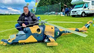 STUNNING GIANT RC MIL MI-24  SUPERHIND SCALE MODEL TURBINE RUSSIAN HELICOPTER FLIGHT DEMO PART 1