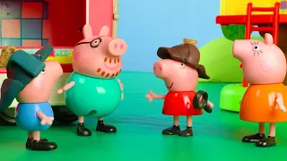 Peppa Pig cherche les clés manquantes de Papa Pig ! Vidéos avec des jouets pour les tout-petits