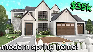 35k Spring Modern Bloxburg House Build: 2 Story Exterior Tutorial