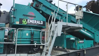 Powerscreen Chieftain 1400 feeding Maxtrak 1000SR Cone Crusher