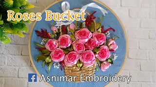 Ribbon Embroidery - Rose Bucket