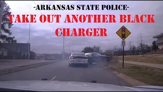 Black Dodge Charger taken out with PIT Maneuver by Arkansas State Police - HIGH SPEED PURSUIT #chase