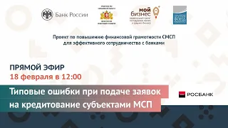 Прямой эфир: «Типовые ошибки при подаче заявок на кредитование субъектами МСП»