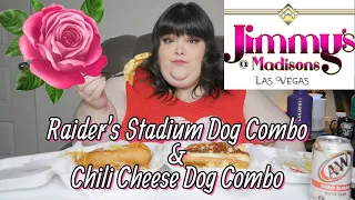 Jimmy's @ Madisons Raider's Stadium Dog Combo & Chili Cheese Dog Combo Mukbang