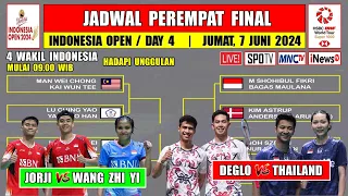 Jadwal 8 Besar Indonesia Open 2024 Hari Ini ~ BAKRI vs DENMARK ~ JORJI vs CHINA ~ 4 Wakil Indonesia