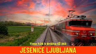 Cab ride Jesenice - Ljubljana (Slovenian Railways) freight train - train drivers view in 4K