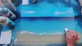 The beach spray paint art