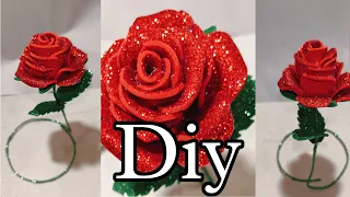Glitter sheet 🌹 rose flower making! Glitter sheet craft! Glitter sheet flowers.