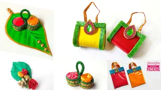 5 Pusapu kumkuma return gift making | varlakshami return gift ideas | haldi Kumkum packaging ideas