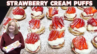 STRAWBERRY CREAM PUFFS using Puff Pastry FOR Valentine's Day Dessert