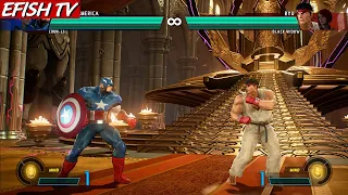 Captain American & Chun-Li vs Ryu & Black Widow (Hardest AI) - Marvel vs Capcom: Infinite