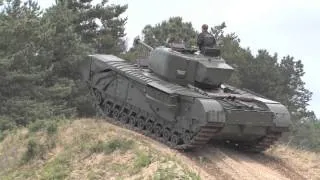 Churchill Tank climbing a hill at Bovington Tank driving area