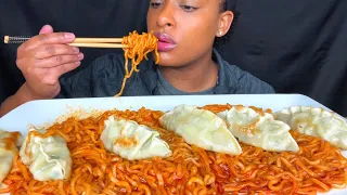 ASMR MUKBANG DUMPLINGS + SPICY CHICKEN FIRE NOODLES REAL EATING SOUNDS NO TALKING 먹방 EATING SHOW