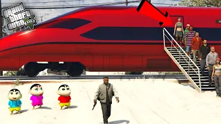 GTA 5 : Franklin First Fastest Train Experience With Shinchan & Pinchan in GTA 5 ! JSS GAMER