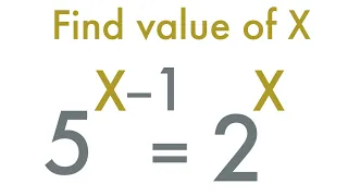 solve for X exponential equation 5^(x-1)=2^x |you should know this trick