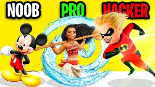 NOOB vs PRO vs HACKER In DISNEY HEROES BATTLE MODE APP GAME! (ALL CHARACTERS UNLOCKED!?)