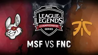 MSF vs. FNC - Week 7 Day 1 | EU LCS Spring Split |  Misfits Gaming vs. Fnatic (2018)