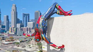 GTA 5 Iron Spiderman Falling off Highest Buildings - Ep 12 (Euphoria Ragdolls)