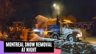 Montreal Snow Removal at night - First Snow Removal Day - Canada Winter 2022