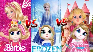 MY TALKING ANGELA 2 || Barbie Doll 🪆 Vs Frozen ❄️ Elsa Vs Princess Peach 🍑 || Cosplay