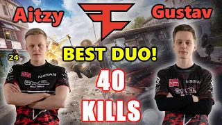 Faze Aitzy & Gustav - 40 KILLS - M416+Mini14 - DUO vs SQUADS - PUBG