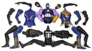 Merakit Mainan Venom Carnage vs Thanos vs Black Spider-Man dan Captain America - Avengers Superhero