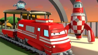 TROY The TRAIN and the ROCKET Spaceship in CAR CITY | CARS & TRUCKS CARTOON for CHILDREN