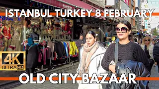ISTANBUL TURKEY OLD CITY BAZAAR 4K ULTRA HD WALKING TOUR VIDEO | 8 FEBRUARY 2024