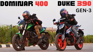 2024 KTM Duke 390 {Gen-3}  vs Dominar 400 Drag Race 🔥🔥 | First On YouTube |