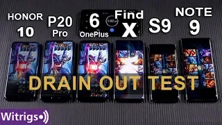 OPPO Find X Super VOOC vs S9 vs Note 9 vs OnePlus 6 vs P20 Pro vs Honor 10 Battery Drain Test