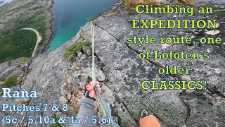 Wide jamming and arete, last two pitches of - Råna (pitches 7 & 8 5c/5.10a & 4a/5.6)