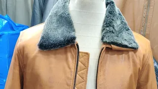 leather bomber jacket with fur collar | fur collar sheepskin bomber jacket USA