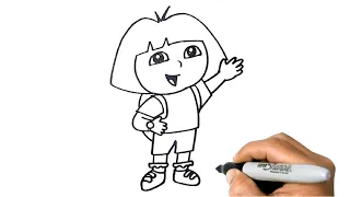 How to DRAW DORA the Explorer Easy Step by Step