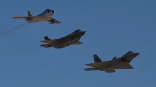 4K | F-35, F-86, F-22 Heritage Flight at Aviation Nation 2016