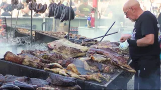 Uruguay Street Food. Beastly Grills Loaded with Juicy Meat. Fuengirola International Fair, Spain