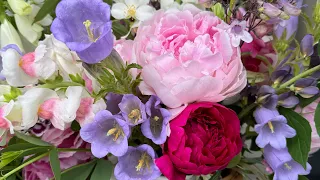 Making an arrangement out of a locally grown bouquet