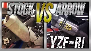 15-17Yamaha YZF-R1 Stock Exhaust vs Arrow Competition Full Exhaust Sound Comparison