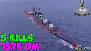 World of WarShips | Wujing | 5 KILLS | 157K Damage - Replay Gameplay 4K 60 fps