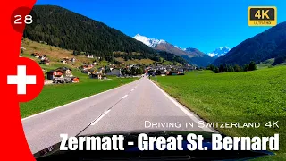 Switzerland Drive 4K - Great St Bernard Pass | Aosta Valley