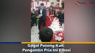 Gagal Potong Kue, Pengantin Pria Ini Emosi